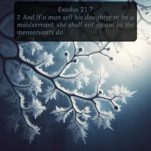 citation biblique : 7. And if a man sell his daughter to be a maidservant, she shall not go out as the menservants do.
 sur fond image nature