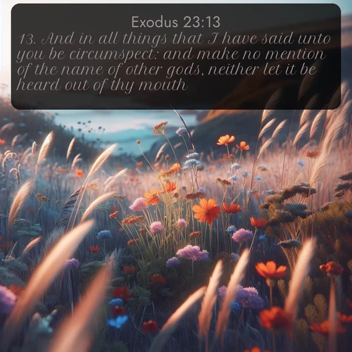 citation biblique : 13. And in all things that I have said unto you be circumspect: and make no mention of the name of other gods, neither let it be heard out of thy mouth.
 sur fond image nature