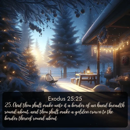 citation biblique : 25. And thou shalt make unto it a border of an hand breadth round about, and thou shalt make a golden crown to the border thereof round about.
 sur fond image nature