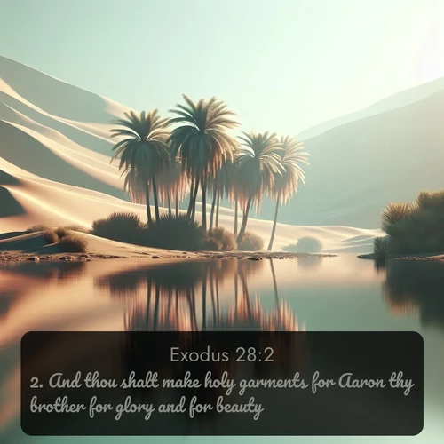 citation biblique : 2. And thou shalt make holy garments for Aaron thy brother for glory and for beauty.
 sur fond image nature
