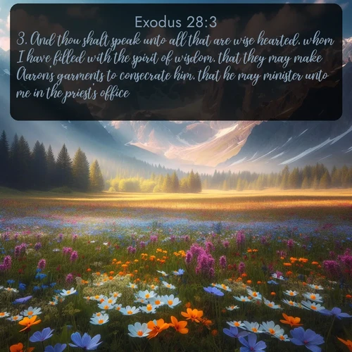citation biblique : 3. And thou shalt speak unto all that are wise hearted, whom I have filled with the spirit of wisdom, that they may make Aaron&#039;s garments to consecrate him, that he may minister unto me in the priest&#039;s office.
 sur fond image nature