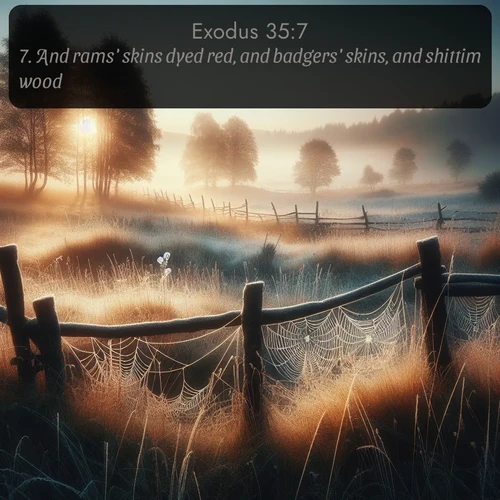citation biblique : 7. And rams&#039; skins dyed red, and badgers&#039; skins, and shittim wood,
 sur fond image nature