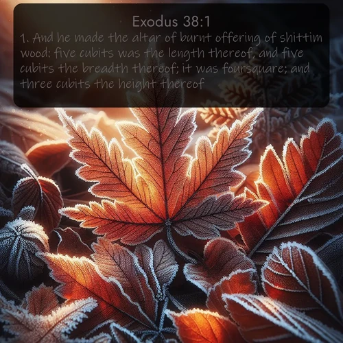 citation biblique : 1. And he made the altar of burnt offering of shittim wood: five cubits was the length thereof, and five cubits the breadth thereof; it was foursquare; and three cubits the height thereof.
 sur fond image nature