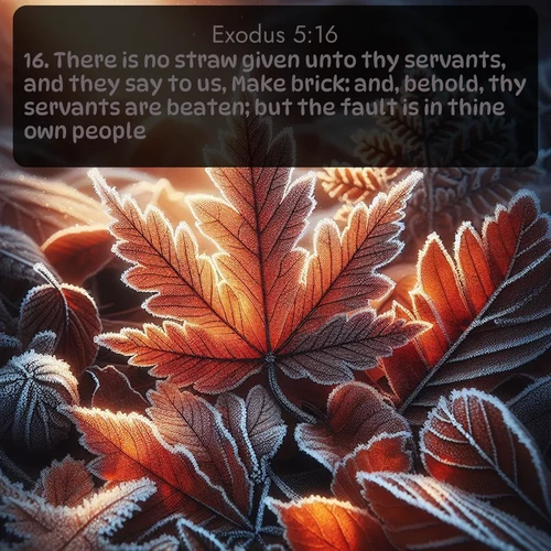 citation biblique : 16. There is no straw given unto thy servants, and they say to us, Make brick: and, behold, thy servants are beaten; but the fault is in thine own people.
 sur fond image nature