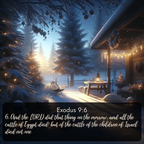 citation biblique : 6. And the LORD did that thing on the morrow, and all the cattle of Egypt died: but of the cattle of the children of Israel died not one.
 sur fond image nature