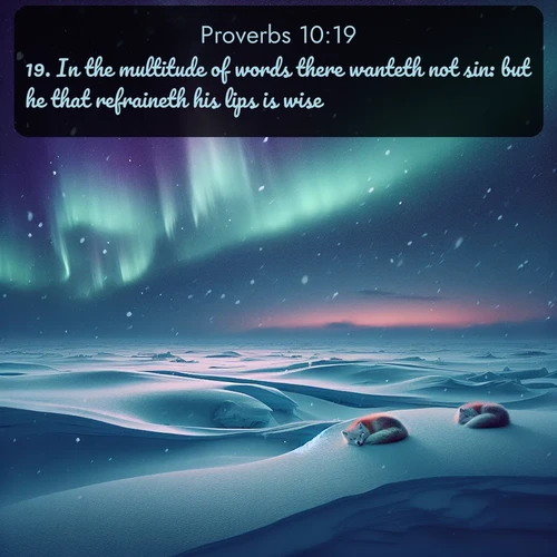 citation biblique : 19. In the multitude of words there wanteth not sin: but he that refraineth his lips is wise.
 sur fond image nature