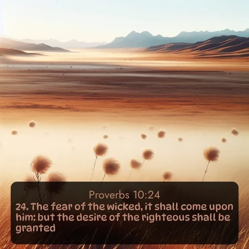 citation biblique : 24. The fear of the wicked, it shall come upon him: but the desire of the righteous shall be granted.
 sur fond image nature