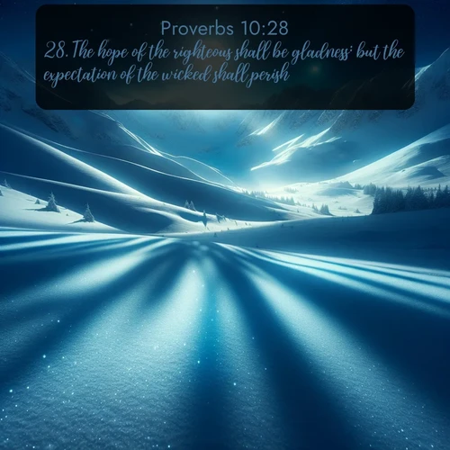 citation biblique : 28. The hope of the righteous shall be gladness: but the expectation of the wicked shall perish.
 sur fond image nature