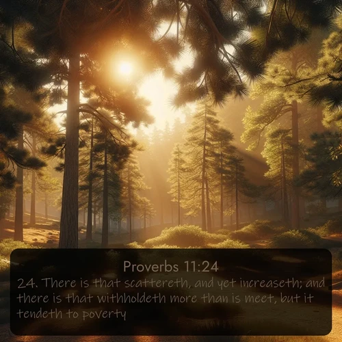 citation biblique : 24. There is that scattereth, and yet increaseth; and there is that withholdeth more than is meet, but it tendeth to poverty.
 sur fond image nature