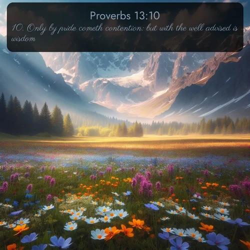 citation biblique : 10. Only by pride cometh contention: but with the well advised is wisdom.
 sur fond image nature