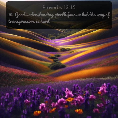 citation biblique : 15. Good understanding giveth favour: but the way of transgressors is hard.
 sur fond image nature