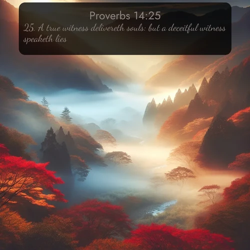 citation biblique : 25. A true witness delivereth souls: but a deceitful witness speaketh lies.
 sur fond image nature