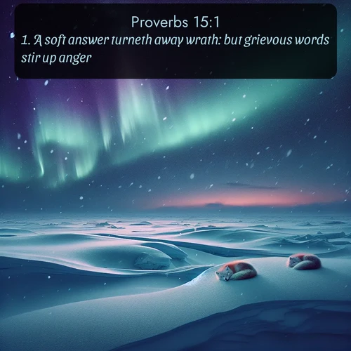 citation biblique : 1. A soft answer turneth away wrath: but grievous words stir up anger.
 sur fond image nature