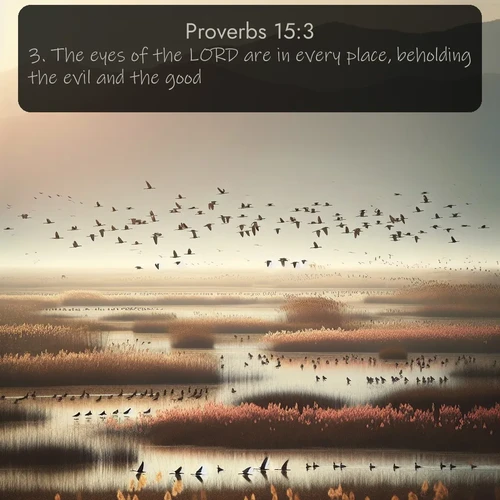 citation biblique : 3. The eyes of the LORD are in every place, beholding the evil and the good.
 sur fond image nature