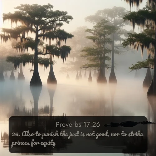 citation biblique : 26. Also to punish the just is not good, nor to strike princes for equity.
 sur fond image nature