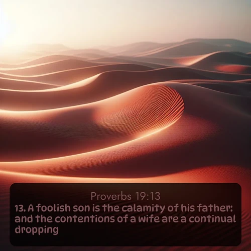citation biblique : 13. A foolish son is the calamity of his father: and the contentions of a wife are a continual dropping.
 sur fond image nature
