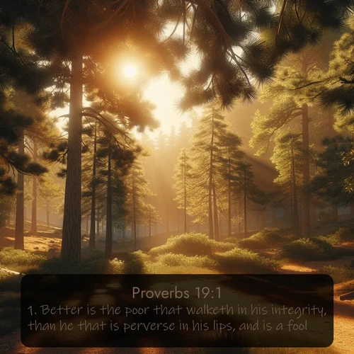 citation biblique : 1. Better is the poor that walketh in his integrity, than he that is perverse in his lips, and is a fool.
 sur fond image nature