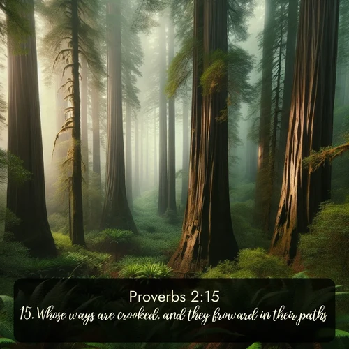 citation biblique : 15. Whose ways are crooked, and they froward in their paths:
 sur fond image nature