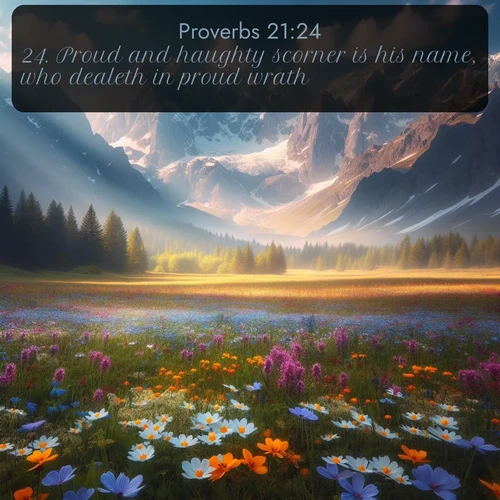 citation biblique : 24. Proud and haughty scorner is his name, who dealeth in proud wrath.
 sur fond image nature
