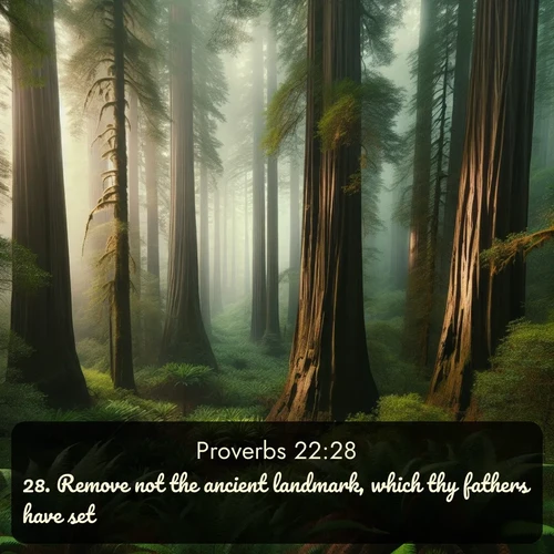 citation biblique : 28. Remove not the ancient landmark, which thy fathers have set.
 sur fond image nature
