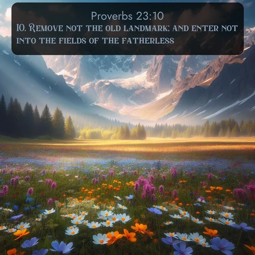 citation biblique : 10. Remove not the old landmark; and enter not into the fields of the fatherless:
 sur fond image nature