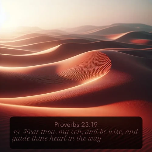 citation biblique : 19. Hear thou, my son, and be wise, and guide thine heart in the way.
 sur fond image nature