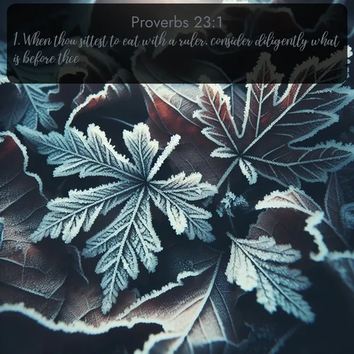 citation biblique : 1. When thou sittest to eat with a ruler, consider diligently what is before thee:
 sur fond image nature