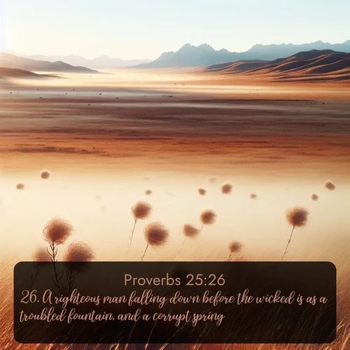 citation biblique : 26. A righteous man falling down before the wicked is as a troubled fountain, and a corrupt spring.
 sur fond image nature