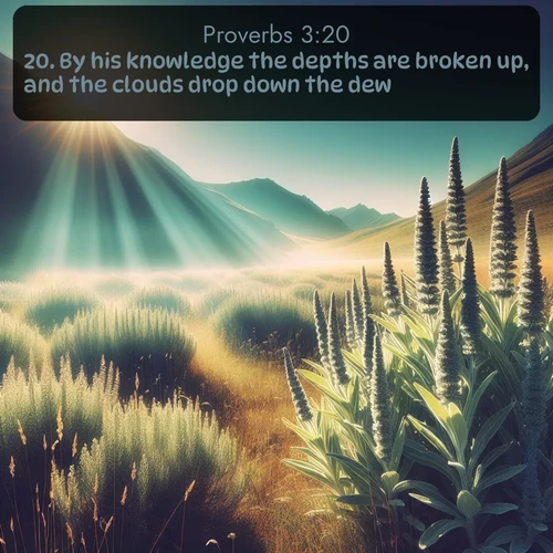 citation biblique : 20. By his knowledge the depths are broken up, and the clouds drop down the dew.
 sur fond image nature