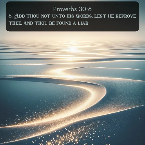 citation biblique : 6. Add thou not unto his words, lest he reprove thee, and thou be found a liar.
 sur fond image nature