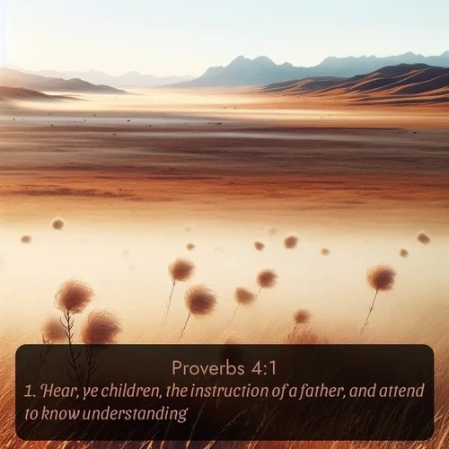 citation biblique : 1. Hear, ye children, the instruction of a father, and attend to know understanding.
 sur fond image nature