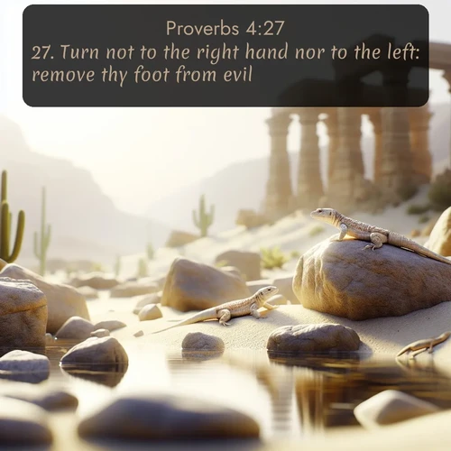 citation biblique : 27. Turn not to the right hand nor to the left: remove thy foot from evil.
 sur fond image nature