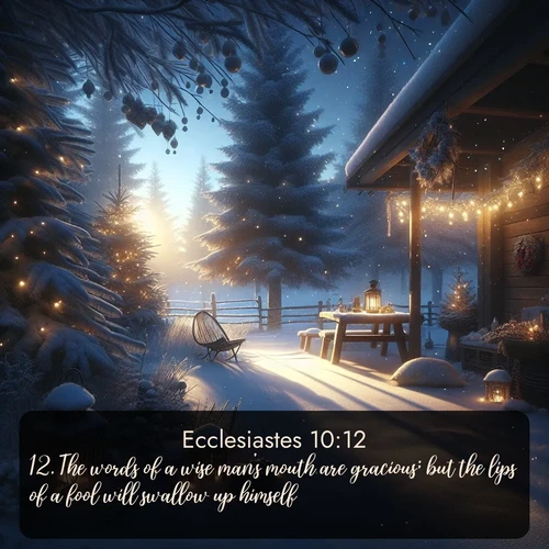 citation biblique : 12. The words of a wise man&#039;s mouth are gracious; but the lips of a fool will swallow up himself.
 sur fond image nature