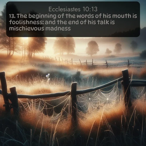 citation biblique : 13. The beginning of the words of his mouth is foolishness: and the end of his talk is mischievous madness.
 sur fond image nature
