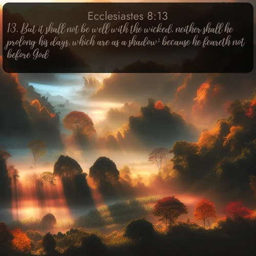 citation biblique : 13. But it shall not be well with the wicked, neither shall he prolong his days, which are as a shadow; because he feareth not before God.
 sur fond image nature