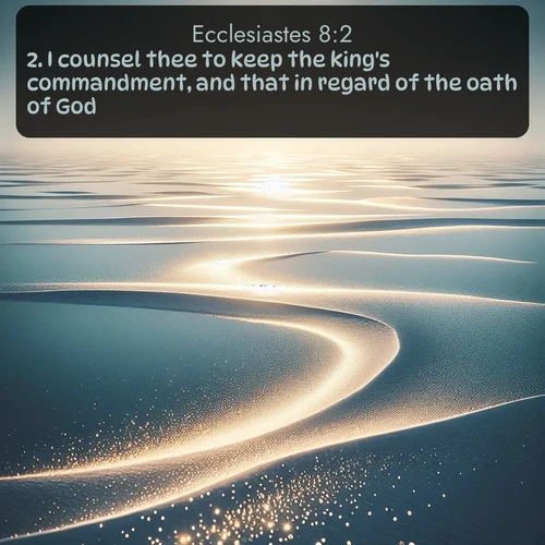 citation biblique : 2. I counsel thee to keep the king&#039;s commandment, and that in regard of the oath of God.
 sur fond image nature