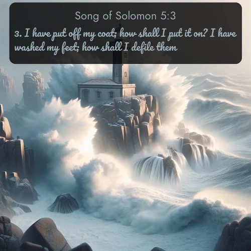 citation biblique : 3. I have put off my coat; how shall I put it on? I have washed my feet; how shall I defile them?
 sur fond image nature