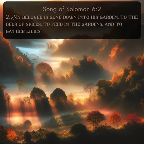 citation biblique : 2. My beloved is gone down into his garden, to the beds of spices, to feed in the gardens, and to gather lilies.
 sur fond image nature