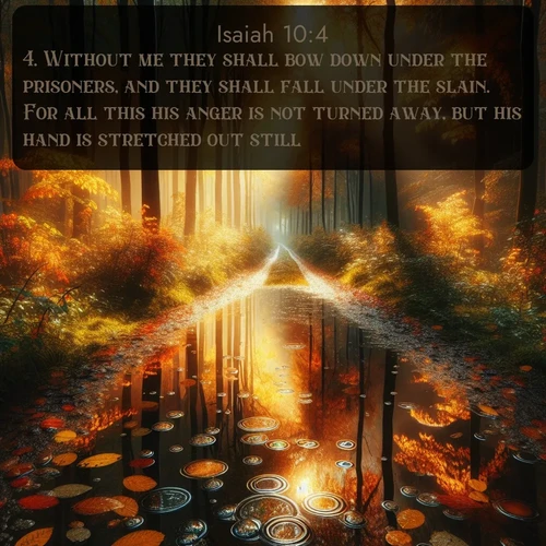 citation biblique : 4. Without me they shall bow down under the prisoners, and they shall fall under the slain. For all this his anger is not turned away, but his hand is stretched out still.
 sur fond image nature