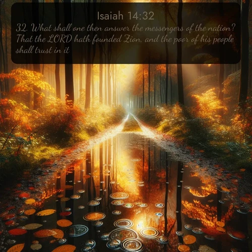 citation biblique : 32. What shall one then answer the messengers of the nation? That the LORD hath founded Zion, and the poor of his people shall trust in it.
 sur fond image nature
