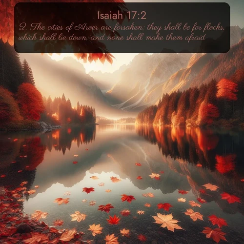 citation biblique : 2. The cities of Aroer are forsaken: they shall be for flocks, which shall lie down, and none shall make them afraid.
 sur fond image nature