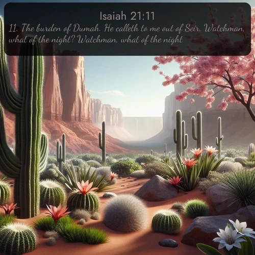 citation biblique : 11. The burden of Dumah. He calleth to me out of Seir, Watchman, what of the night? Watchman, what of the night?
 sur fond image nature