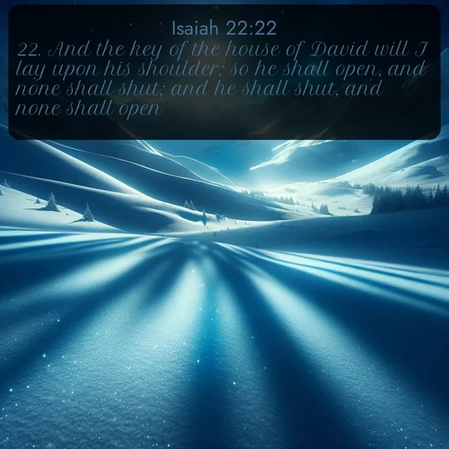citation biblique : 22. And the key of the house of David will I lay upon his shoulder; so he shall open, and none shall shut; and he shall shut, and none shall open.
 sur fond image nature