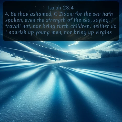 citation biblique : 4. Be thou ashamed, O Zidon: for the sea hath spoken, even the strength of the sea, saying, I travail not, nor bring forth children, neither do I nourish up young men, nor bring up virgins.
 sur fond image nature
