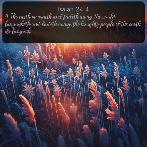 citation biblique : 4. The earth mourneth and fadeth away, the world languisheth and fadeth away, the haughty people of the earth do languish.
 sur fond image nature