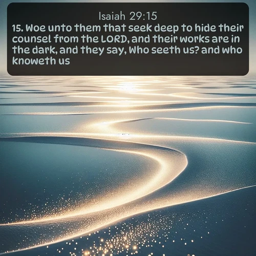 citation biblique : 15. Woe unto them that seek deep to hide their counsel from the LORD, and their works are in the dark, and they say, Who seeth us? and who knoweth us?
 sur fond image nature