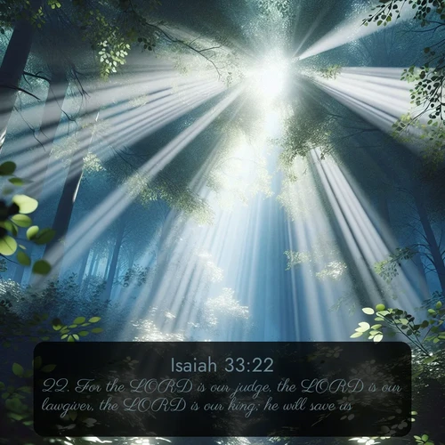 citation biblique : 22. For the LORD is our judge, the LORD is our lawgiver, the LORD is our king; he will save us.
 sur fond image nature