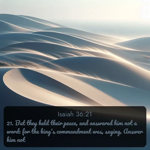 citation biblique : 21. But they held their peace, and answered him not a word: for the king&#039;s commandment was, saying, Answer him not.
 sur fond image nature
