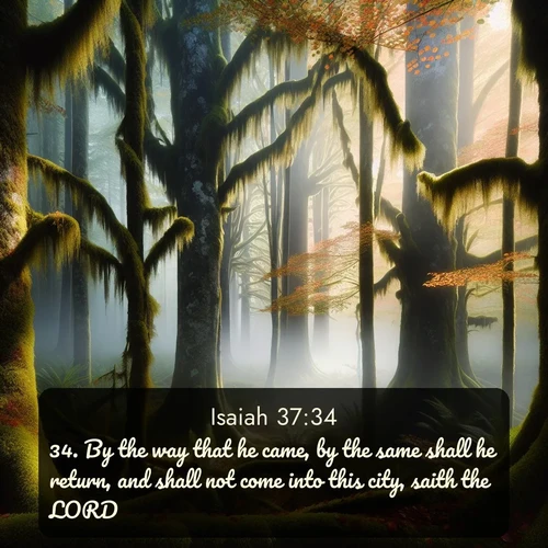 citation biblique : 34. By the way that he came, by the same shall he return, and shall not come into this city, saith the LORD.
 sur fond image nature