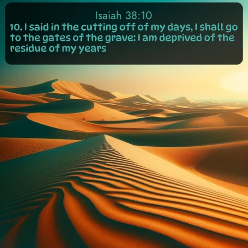 citation biblique : 10. I said in the cutting off of my days, I shall go to the gates of the grave: I am deprived of the residue of my years.
 sur fond image nature